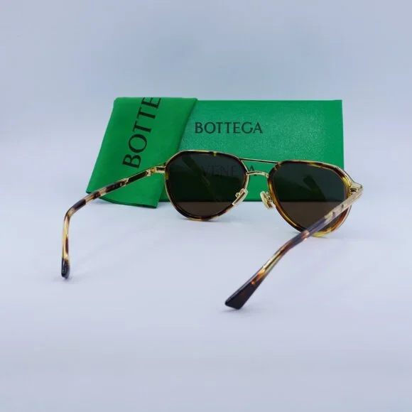 Bottega Veneta BV1373S 002 Aviator Sunglasses - Havana/Gold/Brown